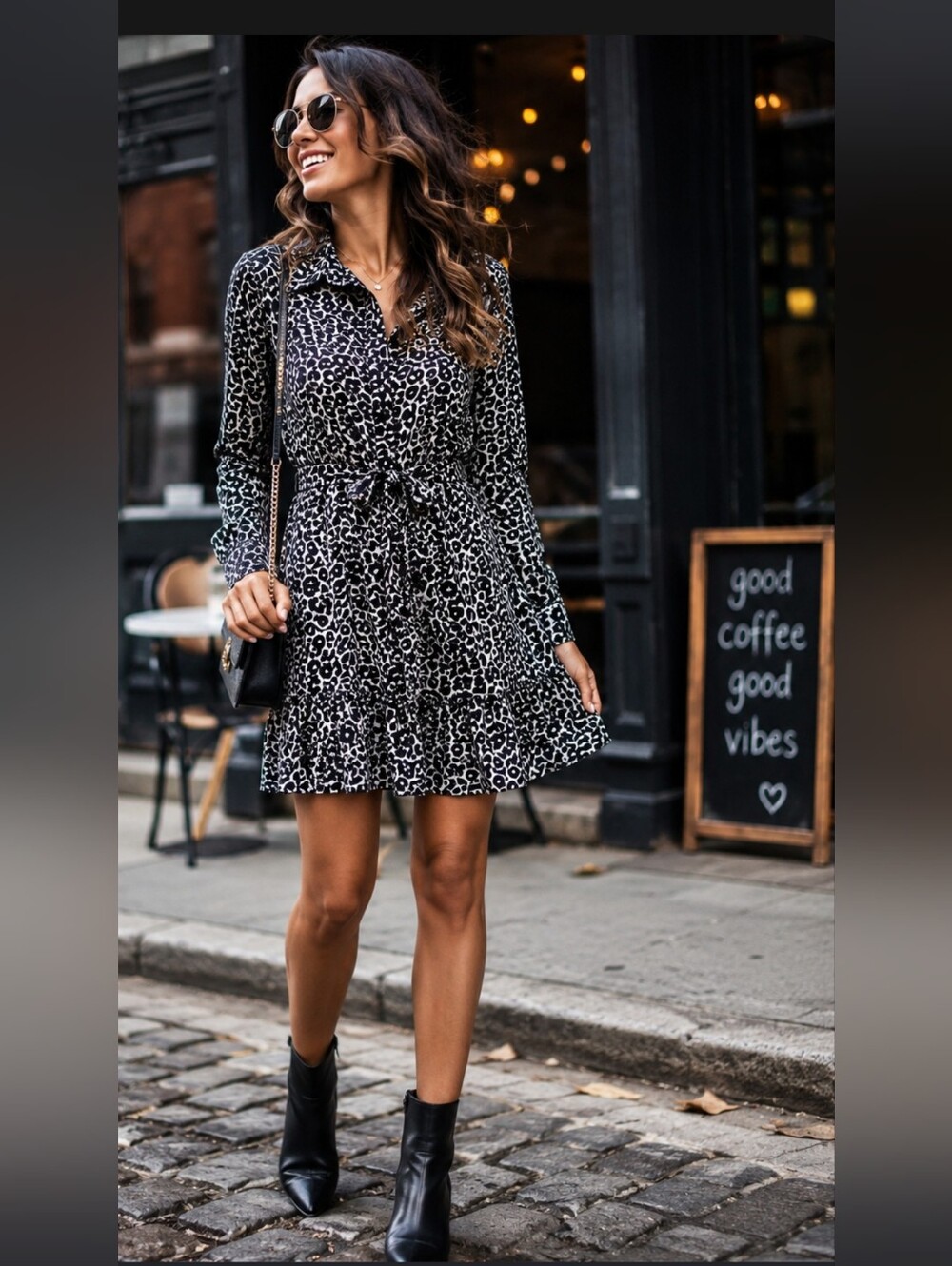 Topshop Black Cream Floral Shirt Dress Belted Ruffle Hem US 10